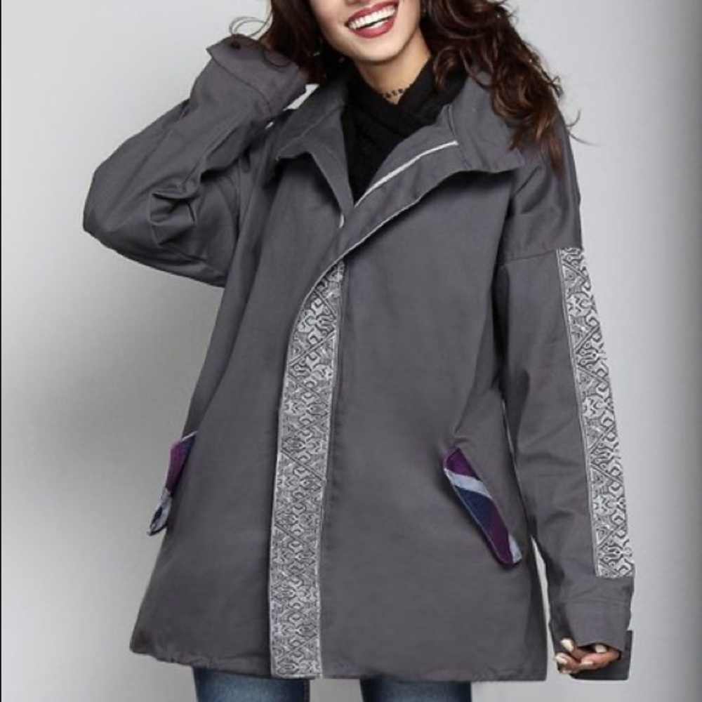 Reborn charcoal twill cotton oversized jacket